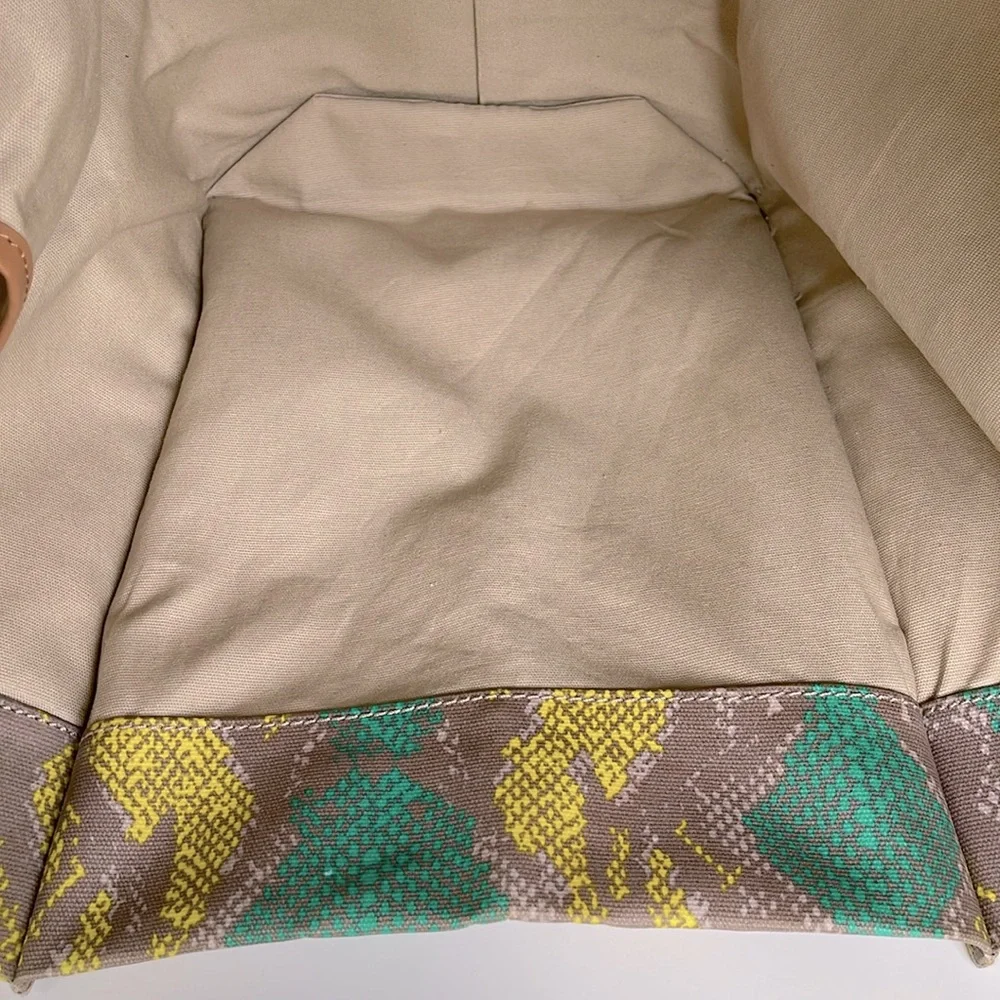 Tory Burch Ella Snake Skin Print Teal/Lime Large Tote